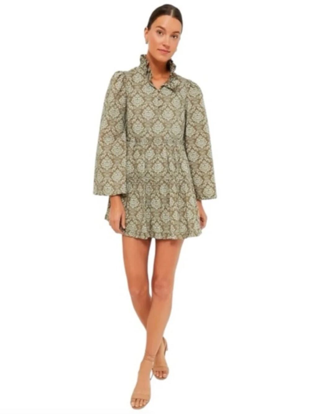 Tuckernuck Hyacinth‎ House Moss Printed Russell Mini Dress Olive Size M NWT
